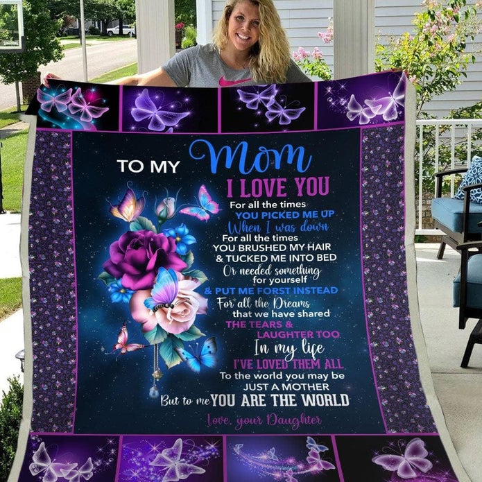 Gift For Mom I Love You & To Me You Are The World Rose Art – Blanket